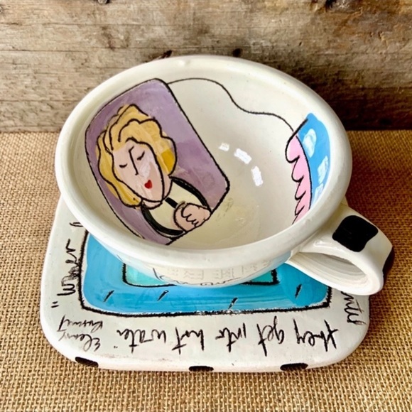 Vintage Sandra Magsamen,Artist•SIGNED and HANDMADE Cup+Plate•Pre-Commercial Fame - Picture 2 of 16